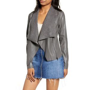 BLANKNYC Faux Leather Drape Front Jacket XS